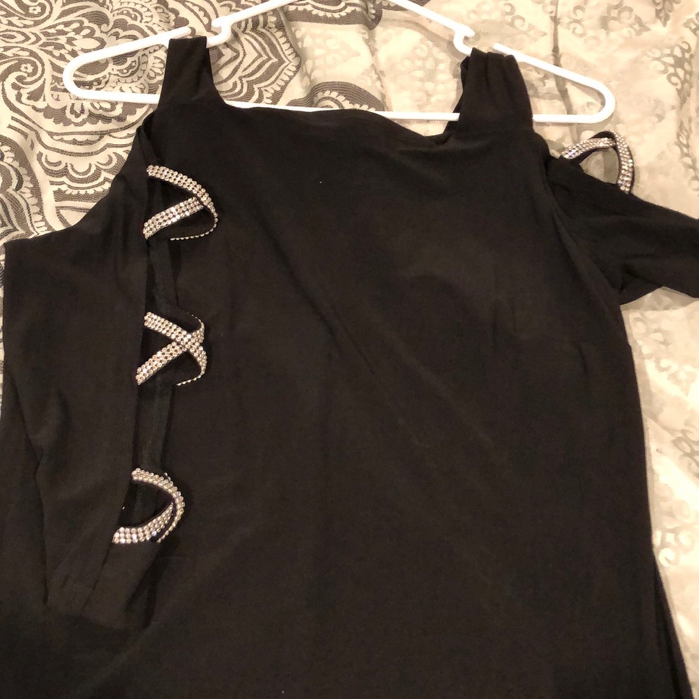 Black dress with diamond cross